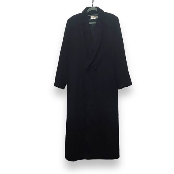 Vintage Neiman Marcus Union Made Cashmere Long Black Winter Coat - Picture 1 of 9